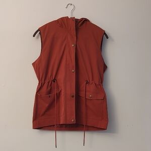 Hooded Sleeveless Canvas Rainproof Pink Vest M